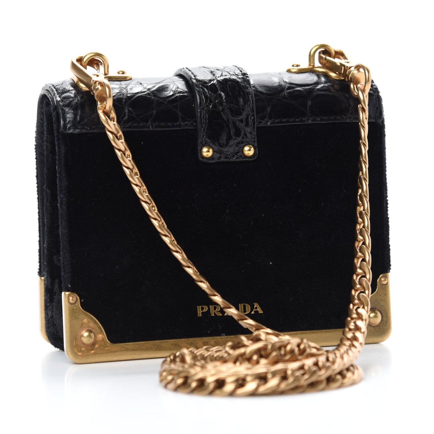 Velvet Crocodile Micro Cahier Bag Black