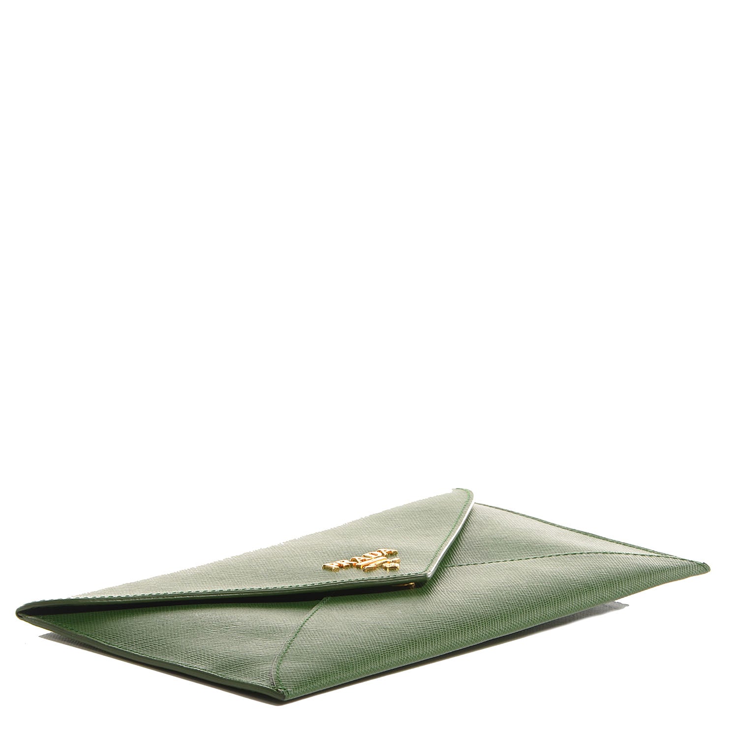 Prada Saffiano Metal Envelope Wallet Larice 4 of 10