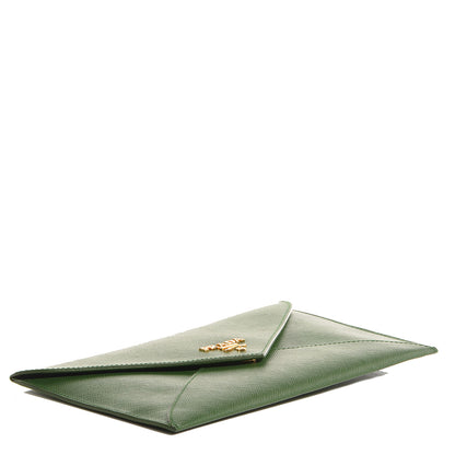 Prada Saffiano Metal Envelope Wallet Larice 4 of 10