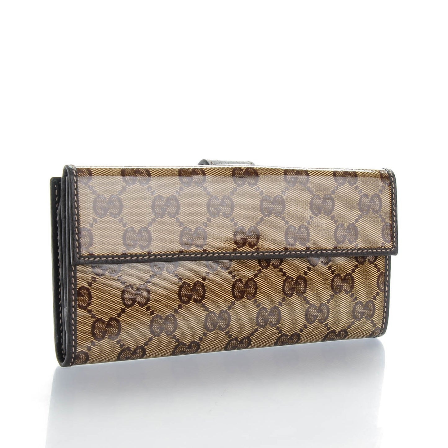 Crystal Monogram Dollar Calfskin Continental Wallet Beige Ebony Testa di Moro