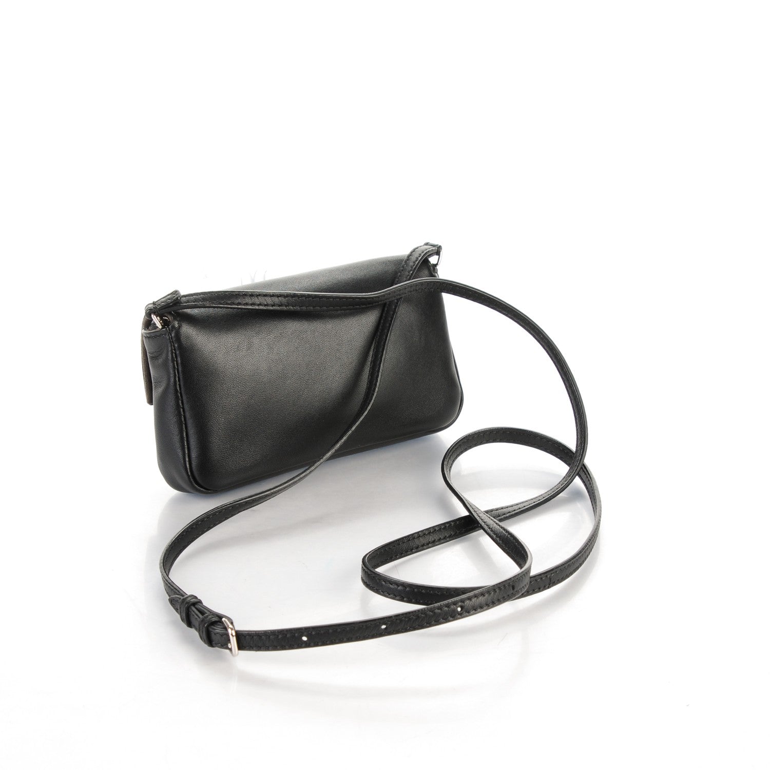 Fendi Nappa Rabbit Fox Fur Micro Buggie Baguette Black 3 of 7