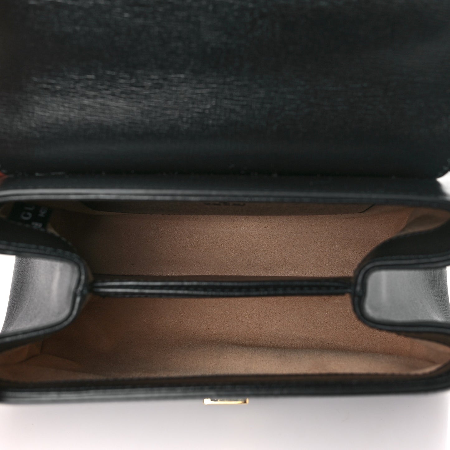 Glazed Textured Calfskin Mini Horsebit 1955 Top Handle Flap Bag Black