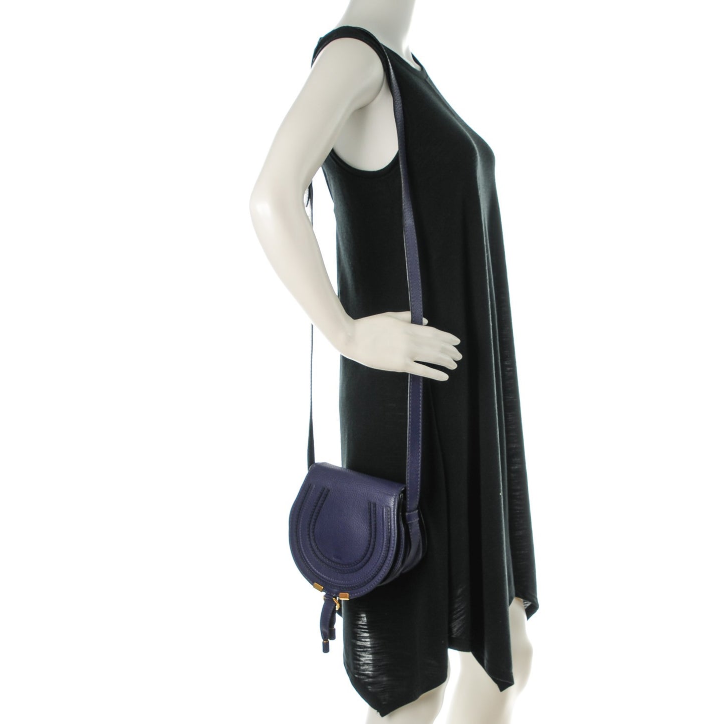 Calfskin Mini Marcie Round Crossbody Bag Storm Blue