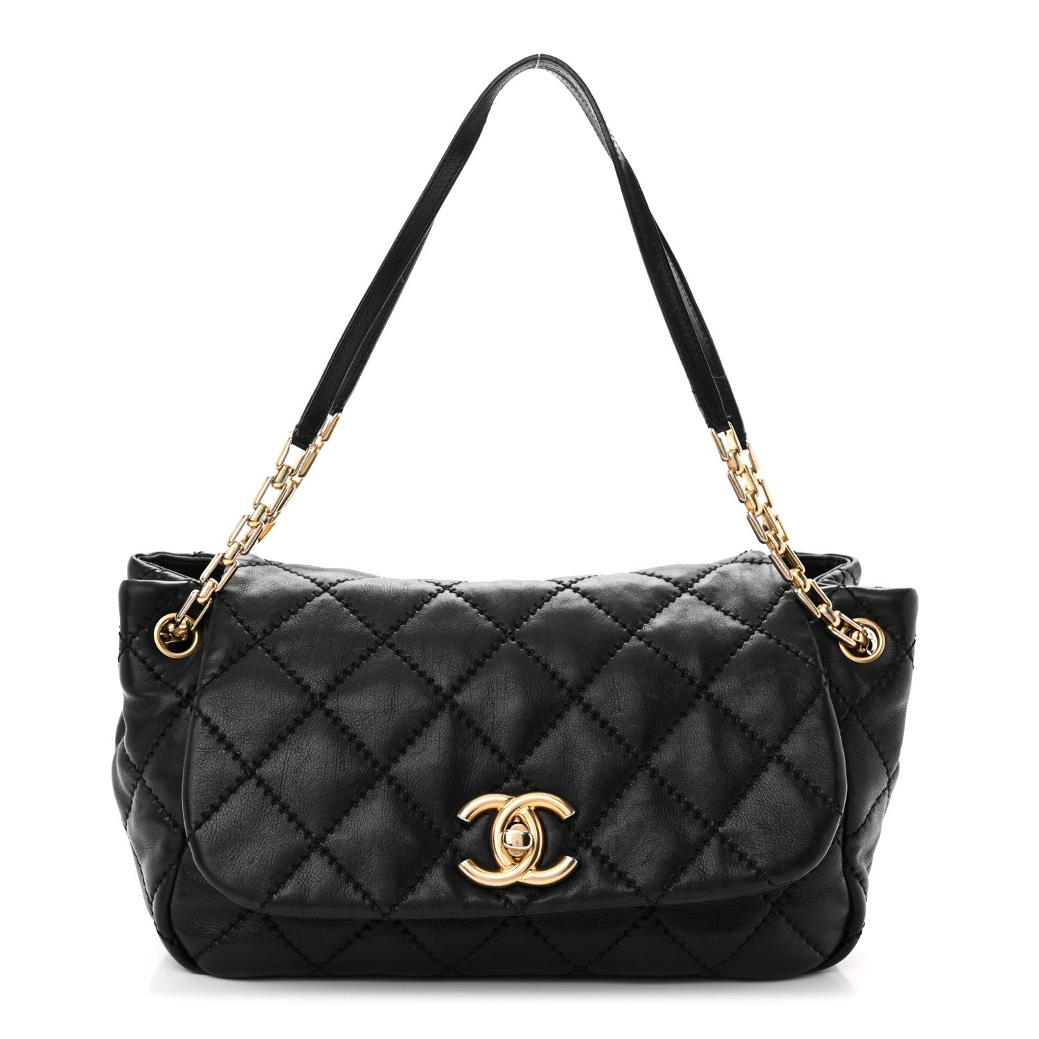 Chanel Calfskin Quilted Retro Chain Flap Black 1 of 18