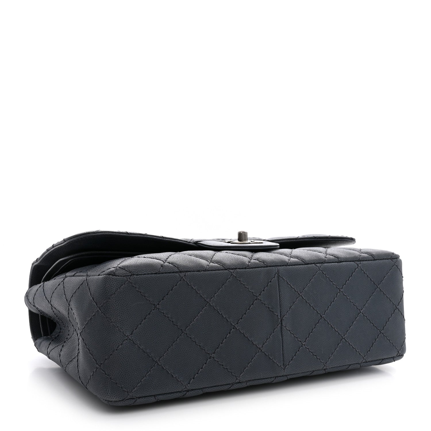 Chanel Washed Caviar Quilted Jumbo Double Flap Dark Grey 4 of 10