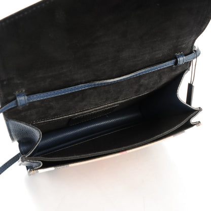 Burberry Derby Calfskin House Check Small Macken Crossbody Bag Ink Blue 5 of 7