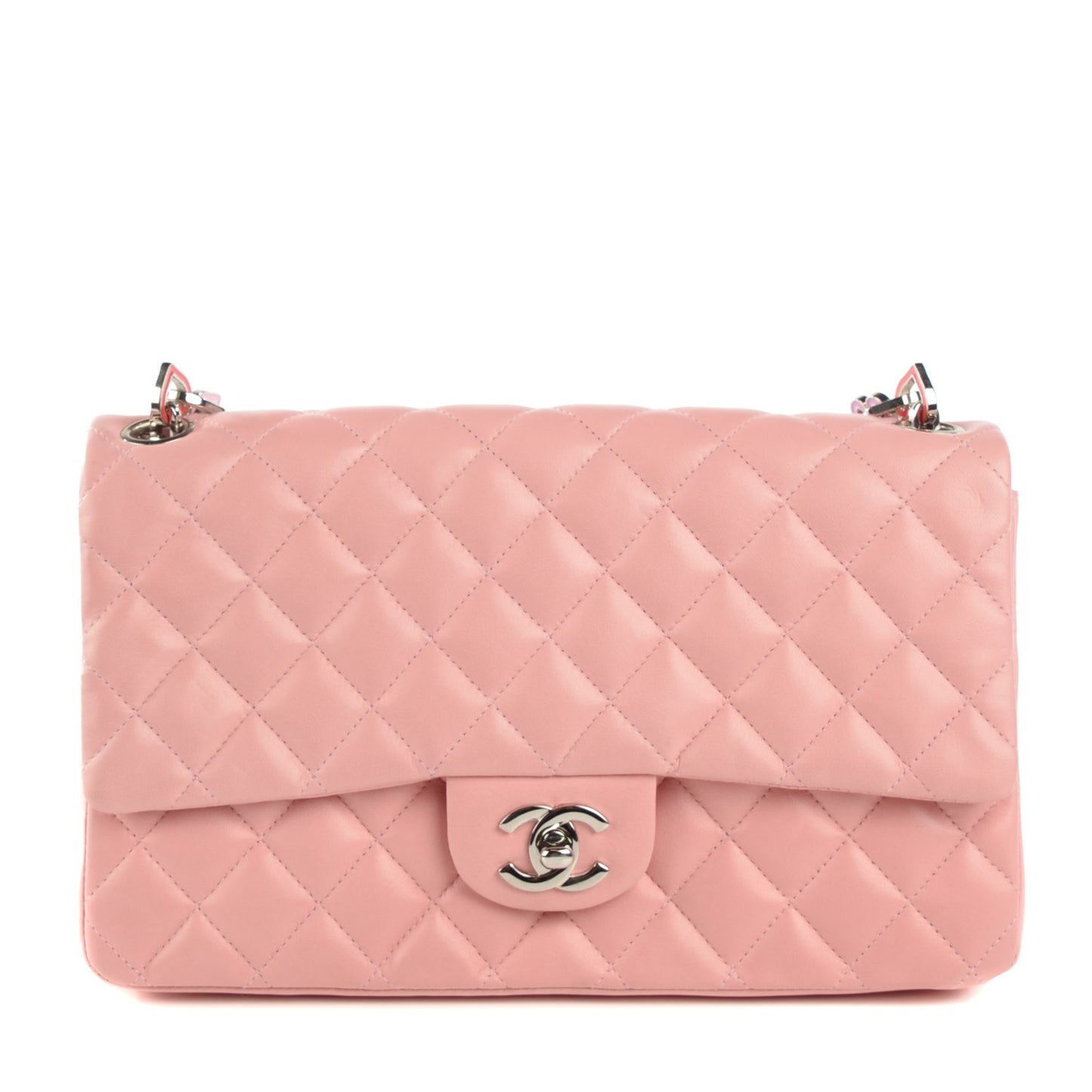 Lambskin Medium Heart Valentine Flap Pink
