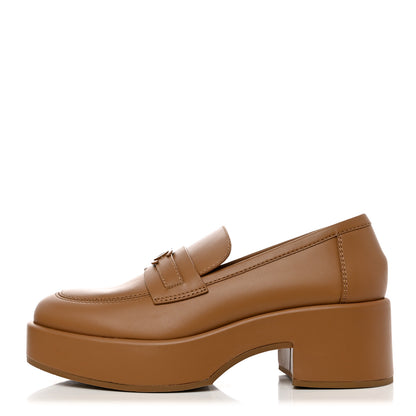 Chanel Calfskin CC Platform Loafers 39.5 Beige 1 of 9
