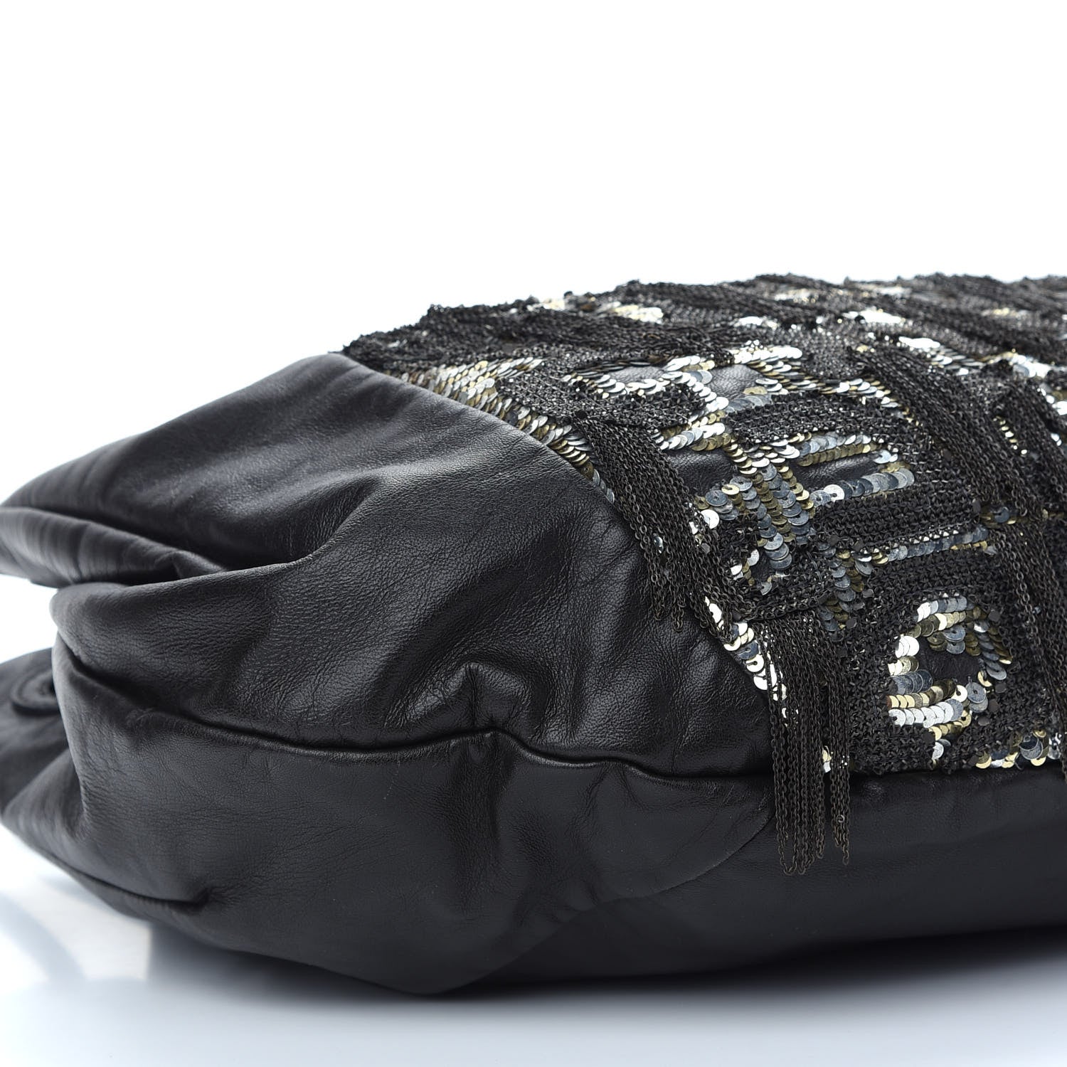 Valentino Garavani Nappa Sequin Chain Glam Tote Dark Grey 5 of 9