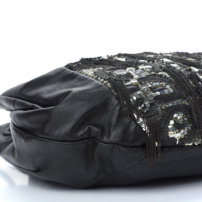 Valentino Garavani Nappa Sequin Chain Glam Tote Dark Grey 5 of 9