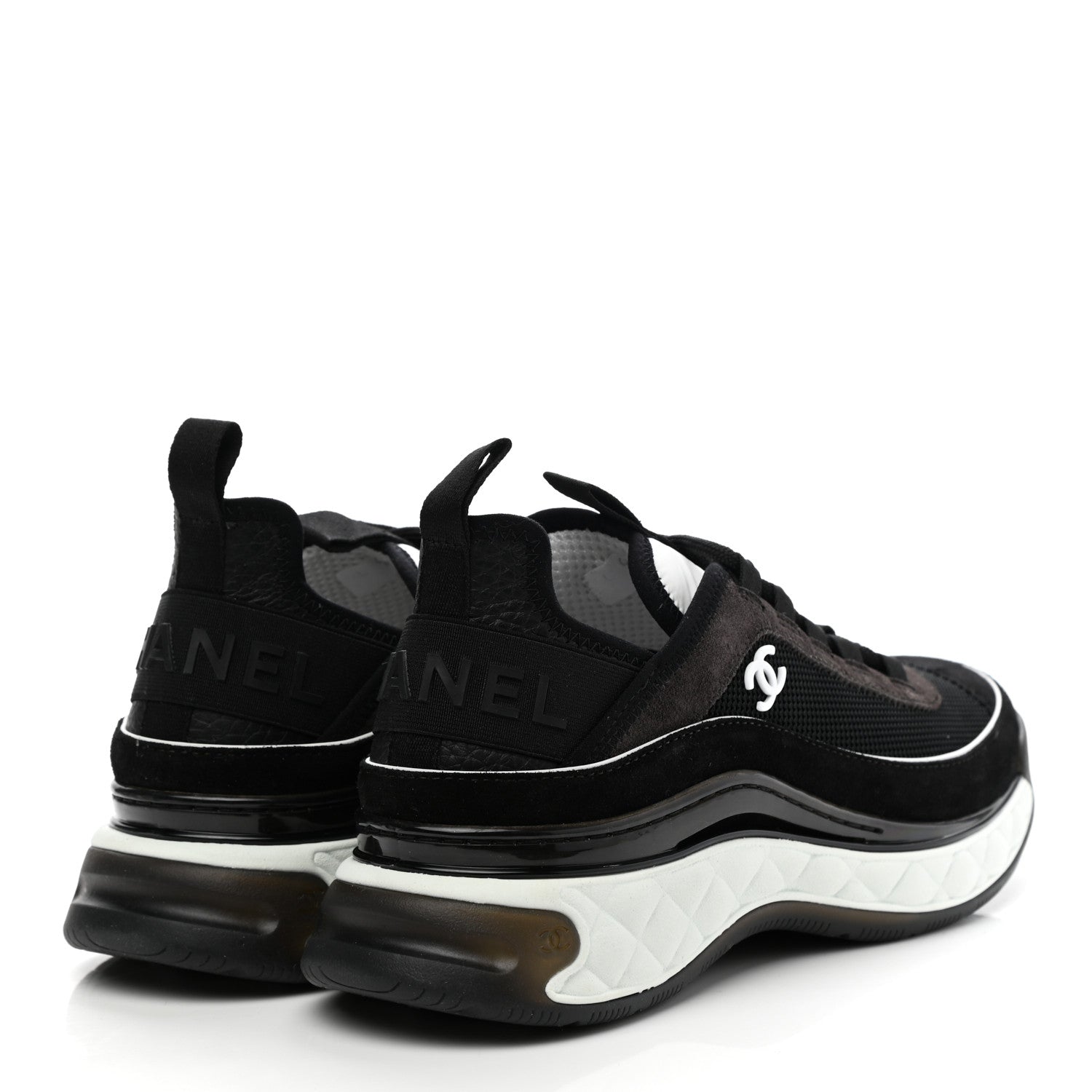Chanel Fabric Suede CC Sneakers 39 Black Dark Grey 5 of 10