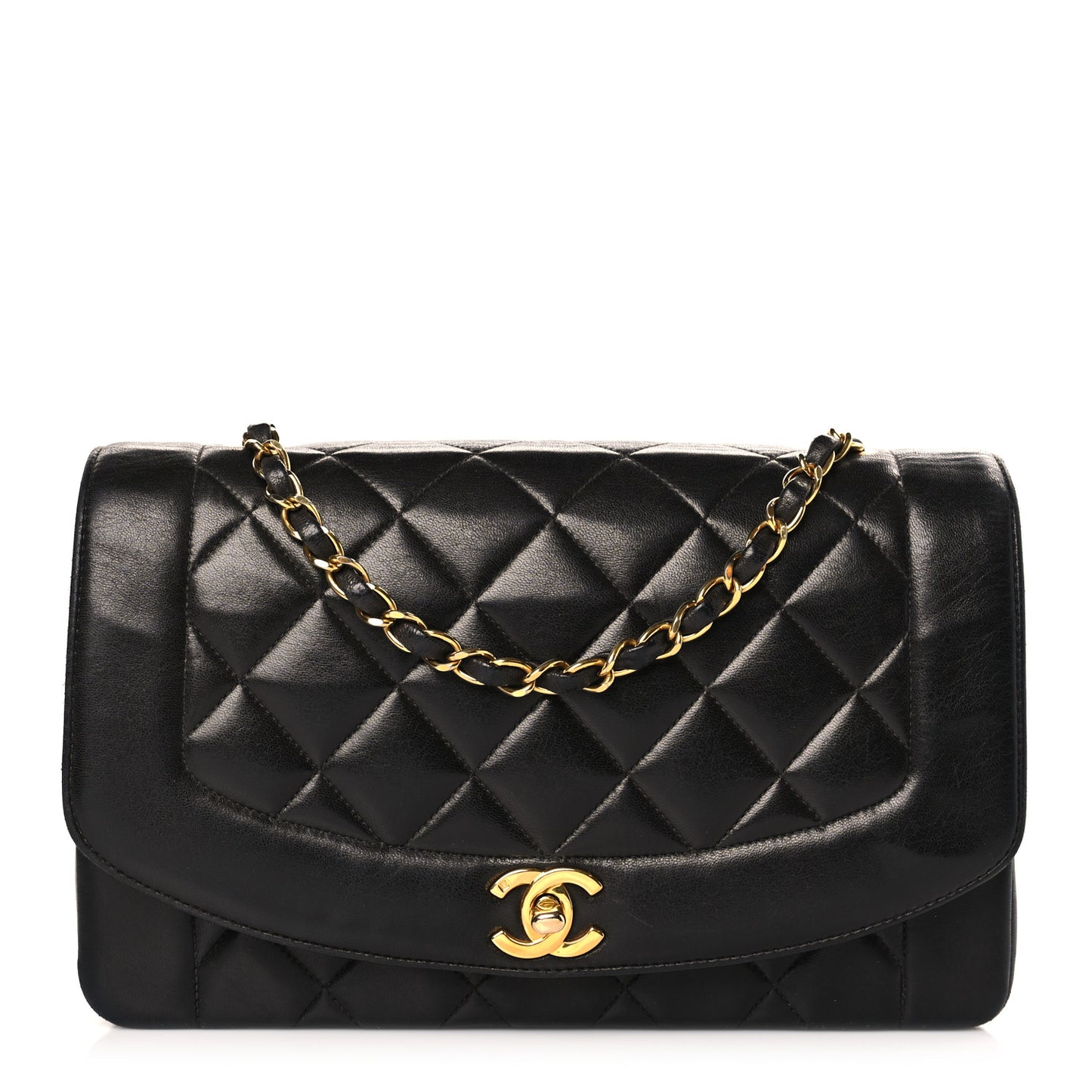 Lambskin Quilted Medium Single Flap Black