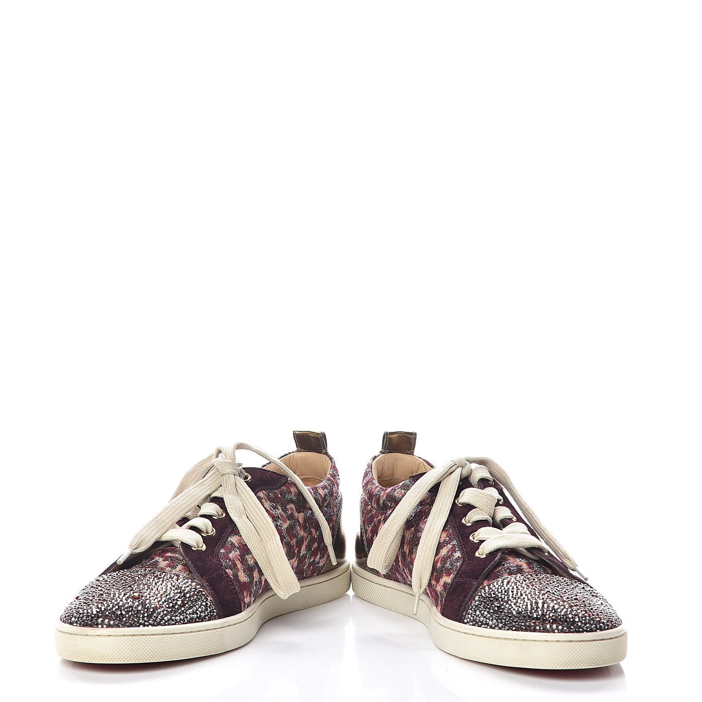 Crystal Metallic Suede Peacock Woven Lurex Gondolastrass Sneakers 40 Burgundy