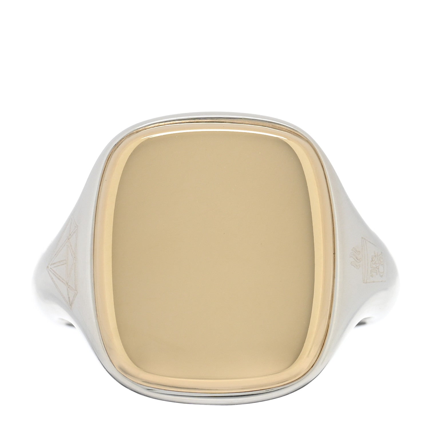 Tiffany Sterling Silver 18K Yellow Gold Signet Ring 60 9 1 of 7