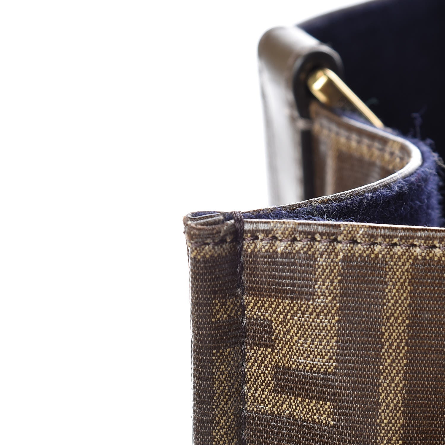 Fendi X FILA Glazed Fabric FF 1974 Mania Shopping Tote Bag Mogano Panna Blueberry 16 of 20