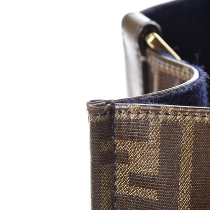Fendi X FILA Glazed Fabric FF 1974 Mania Shopping Tote Bag Mogano Panna Blueberry 16 of 20