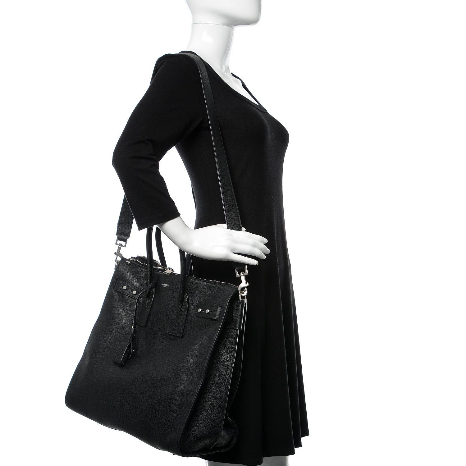 Saint Laurent Grained Calfskin Sac De Jour Souple North South Tote Black 2 of 8