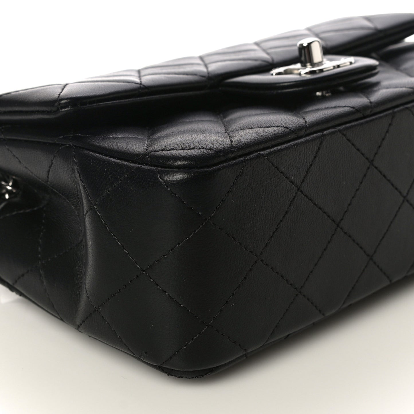 Lambskin Quilted Mini Rectangular Flap Black