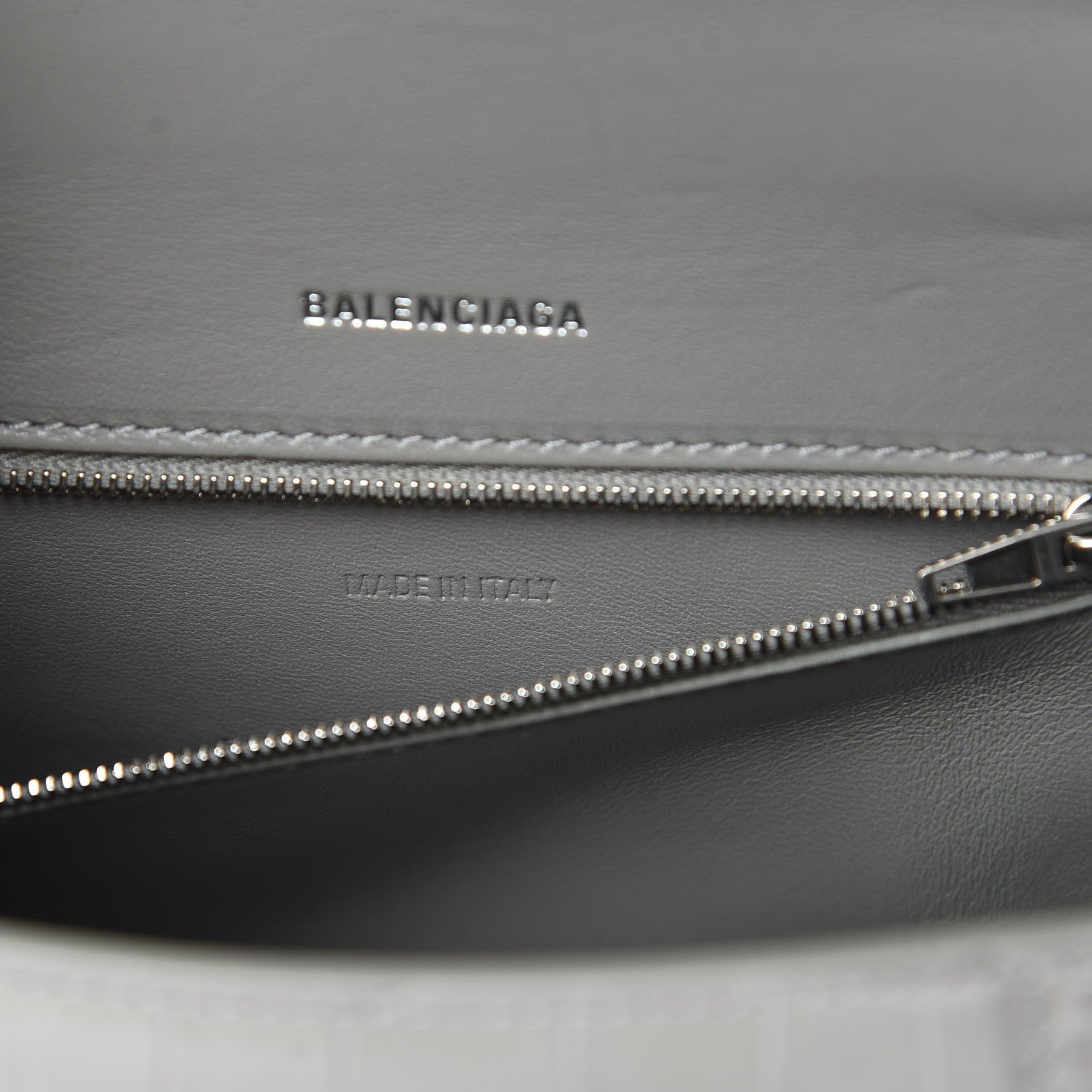 Balenciaga Calfskin Crocodile Embossed Small Hourglass Top Handle Bag Grey 7 of 11