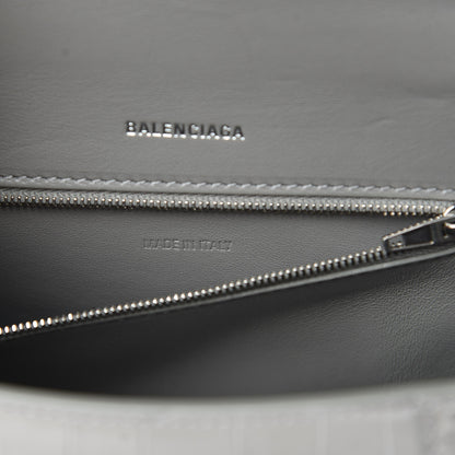 Balenciaga Calfskin Crocodile Embossed Small Hourglass Top Handle Bag Grey 7 of 11