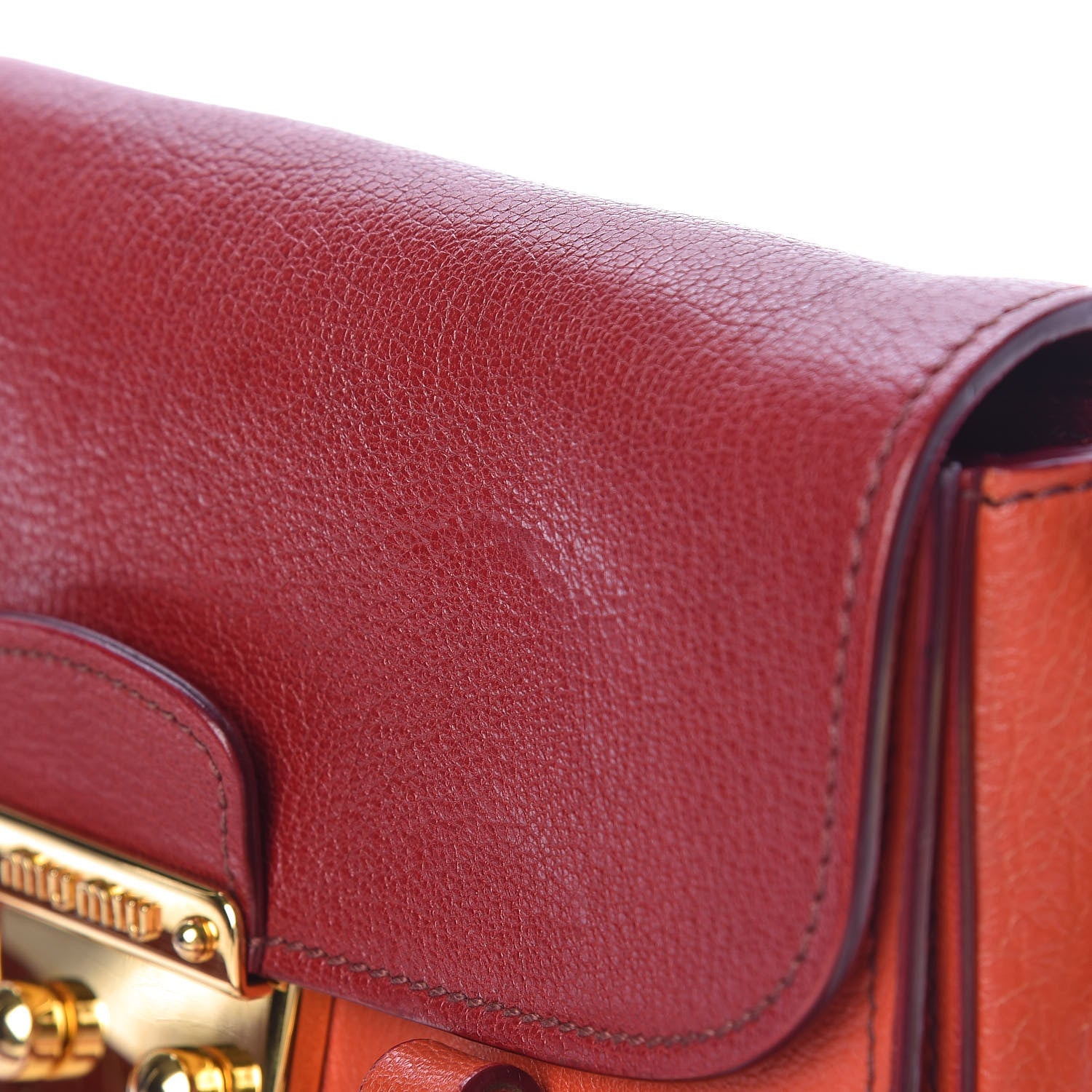 Miu Miu Goatskin Madras Crossbody Bag Mandarino Rubino 18 of 18
