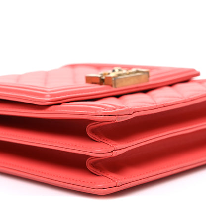 Chanel Calfskin Quilted North South Boy Flap Coral 9 of 10