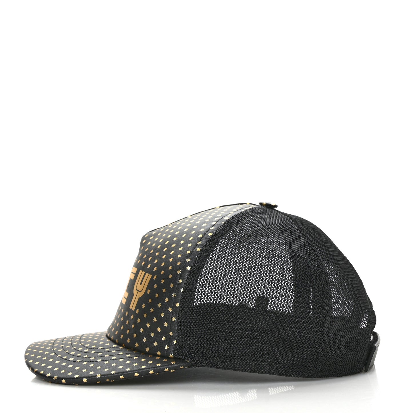 X SEGA Calfskin GUCCY Stars Baseball Hat L Black Gold