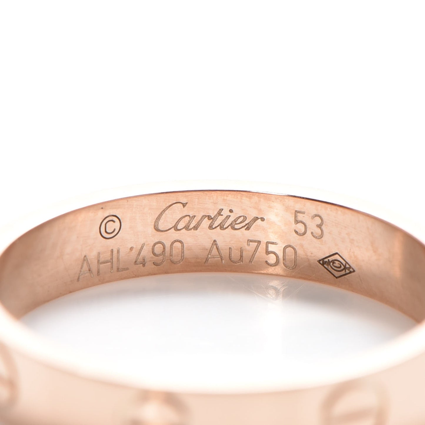18K Pink Gold 3.5mm LOVE Wedding Band Ring 53 6.25
