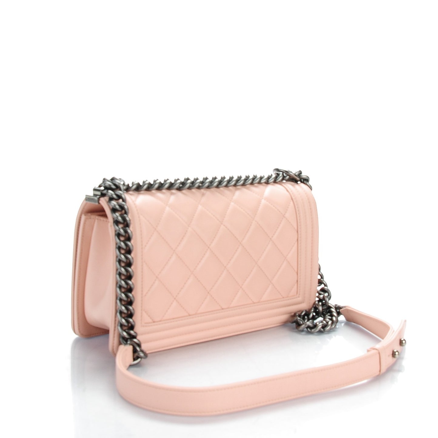 Lambskin Quilted Medium Boy Flap Light Pink