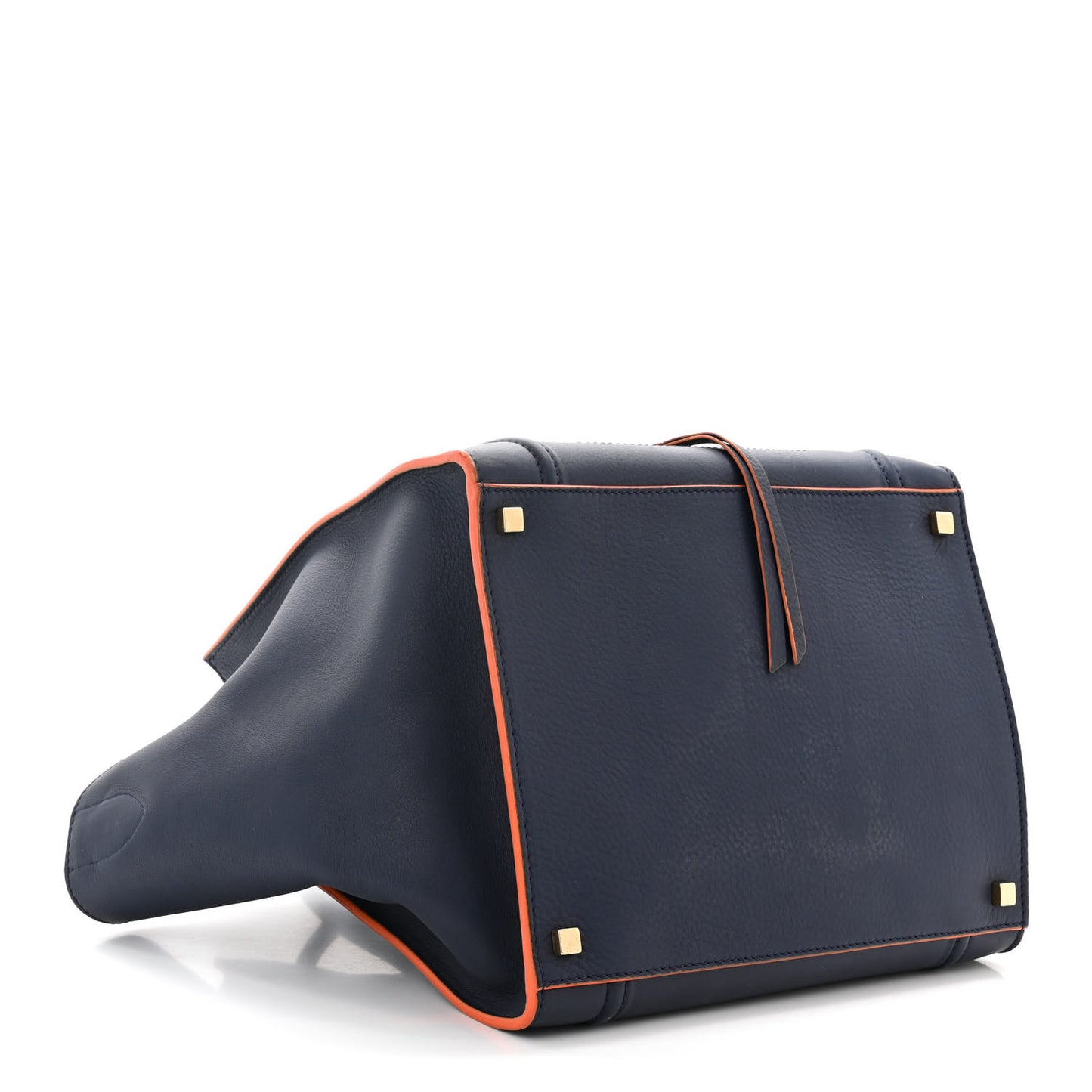 Supple Calfskin Large Phantom Luggage Navy Blue Orange