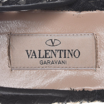 Valentino Garavani Lace Ankle Tie Espadrille Flats 36 Black 7 of 9