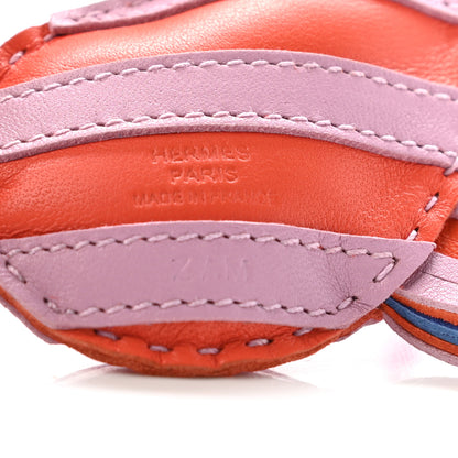 Hermes Milo Lambskin Geegee Savannah Bag Charm Orange Poppy Mauve Sylvestre Bleu de France 3 of 3