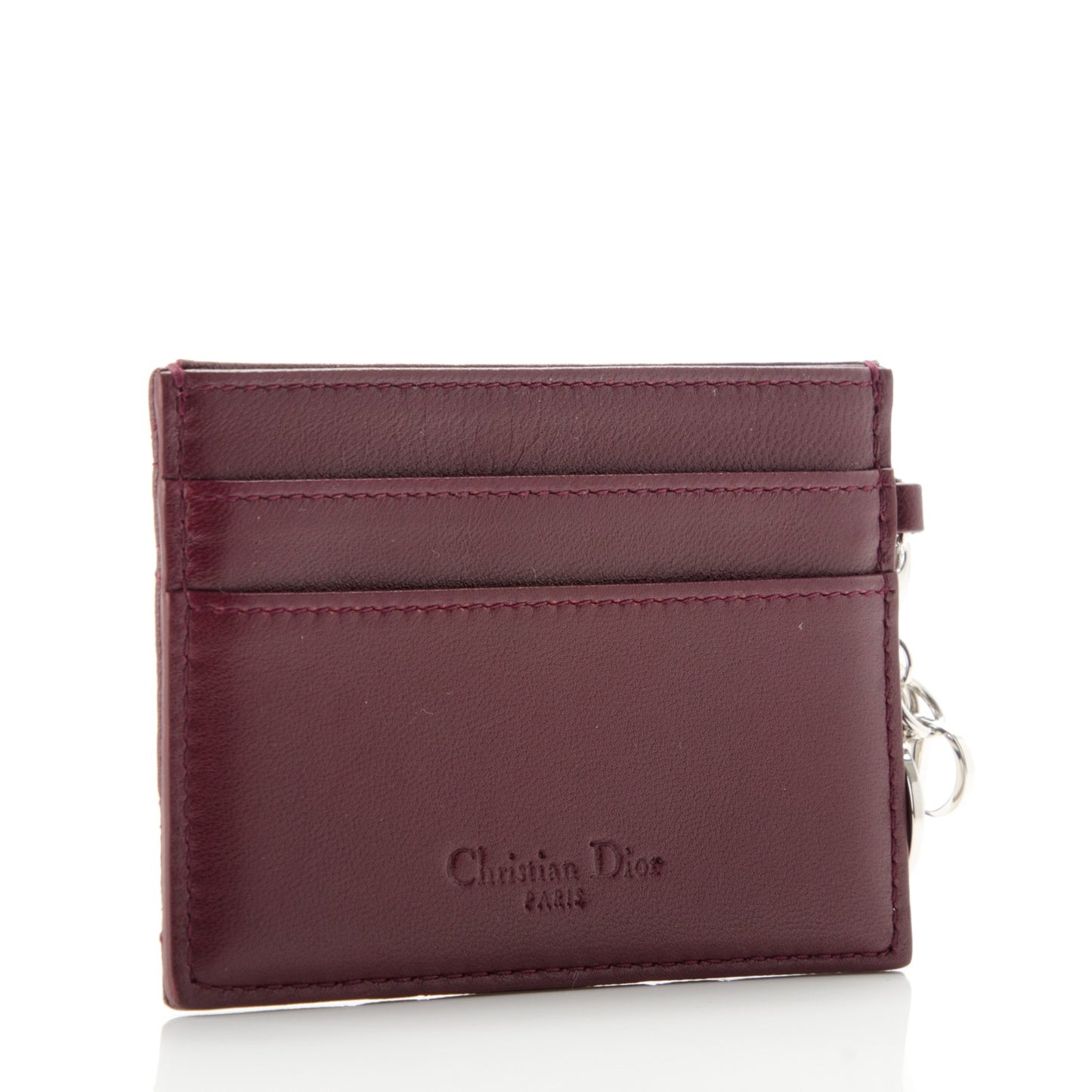 Lambskin Cannage Lady Dior Card Holder Burgundy