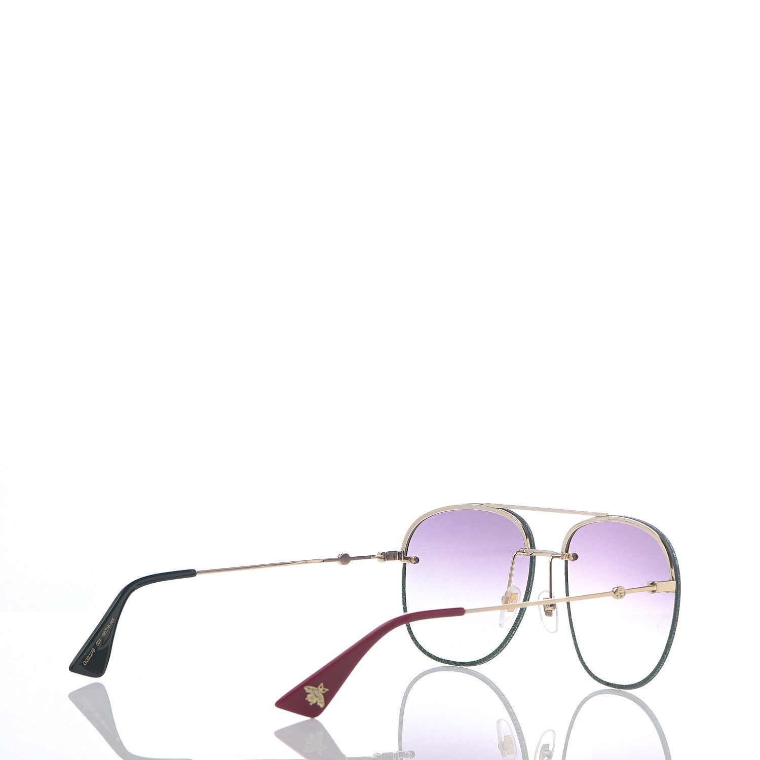 Gucci Metal Glitter Aviator Sunglasses G0227S Blue Gold 4 of 6