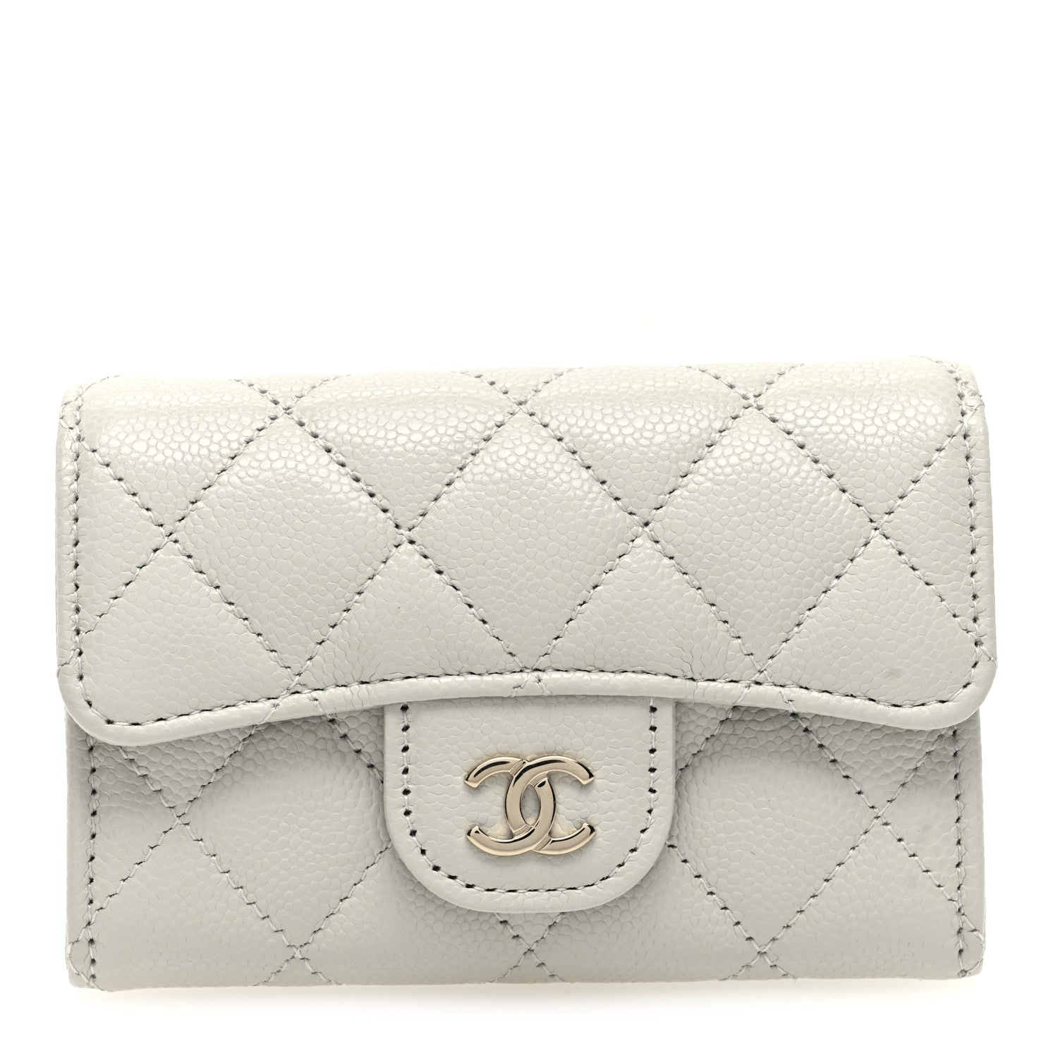 Chanel Caviar Quilted Flap Card Holder Wallet Grey 1 of 7