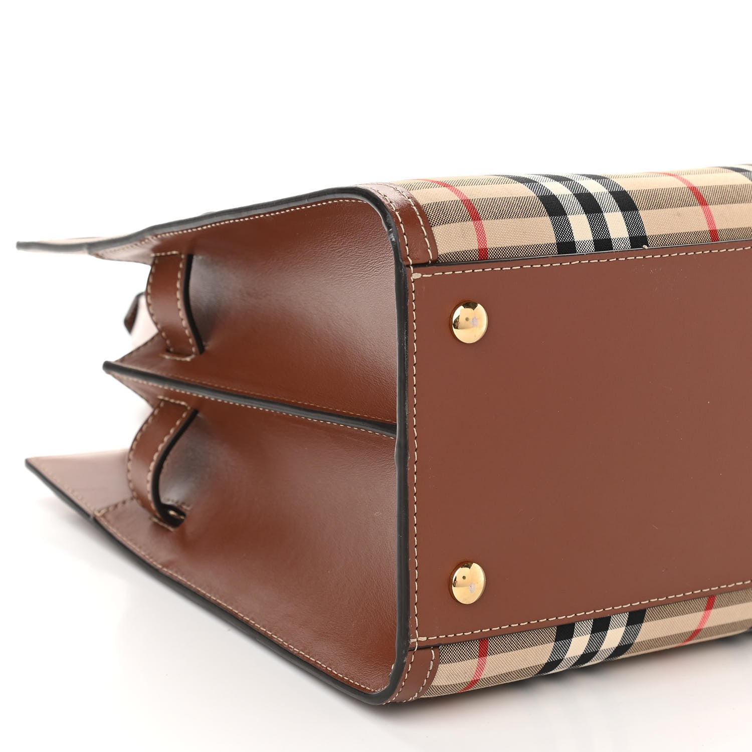Burberry Calfskin Vintage Check Two Handle Title Bag Archive Beige 9 of 12