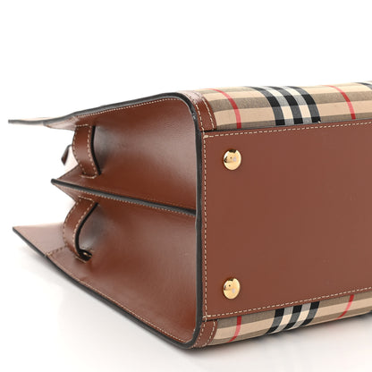 Burberry Calfskin Vintage Check Two Handle Title Bag Archive Beige 9 of 12