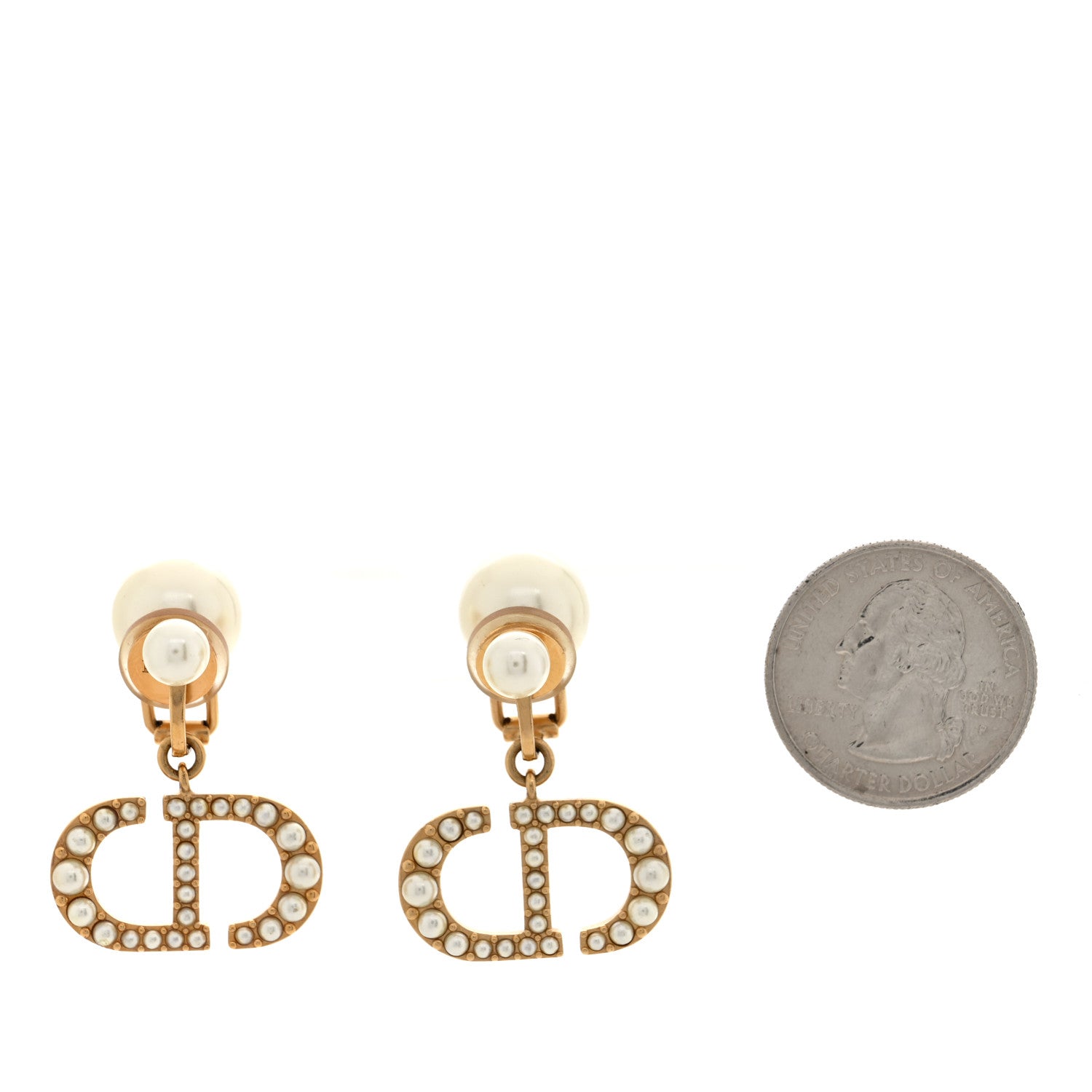 Christian Dior Pearl Tribal CD Clip On Drop Earrings Gold 2 of 5