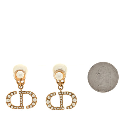 Christian Dior Pearl Tribal CD Clip On Drop Earrings Gold 2 of 5