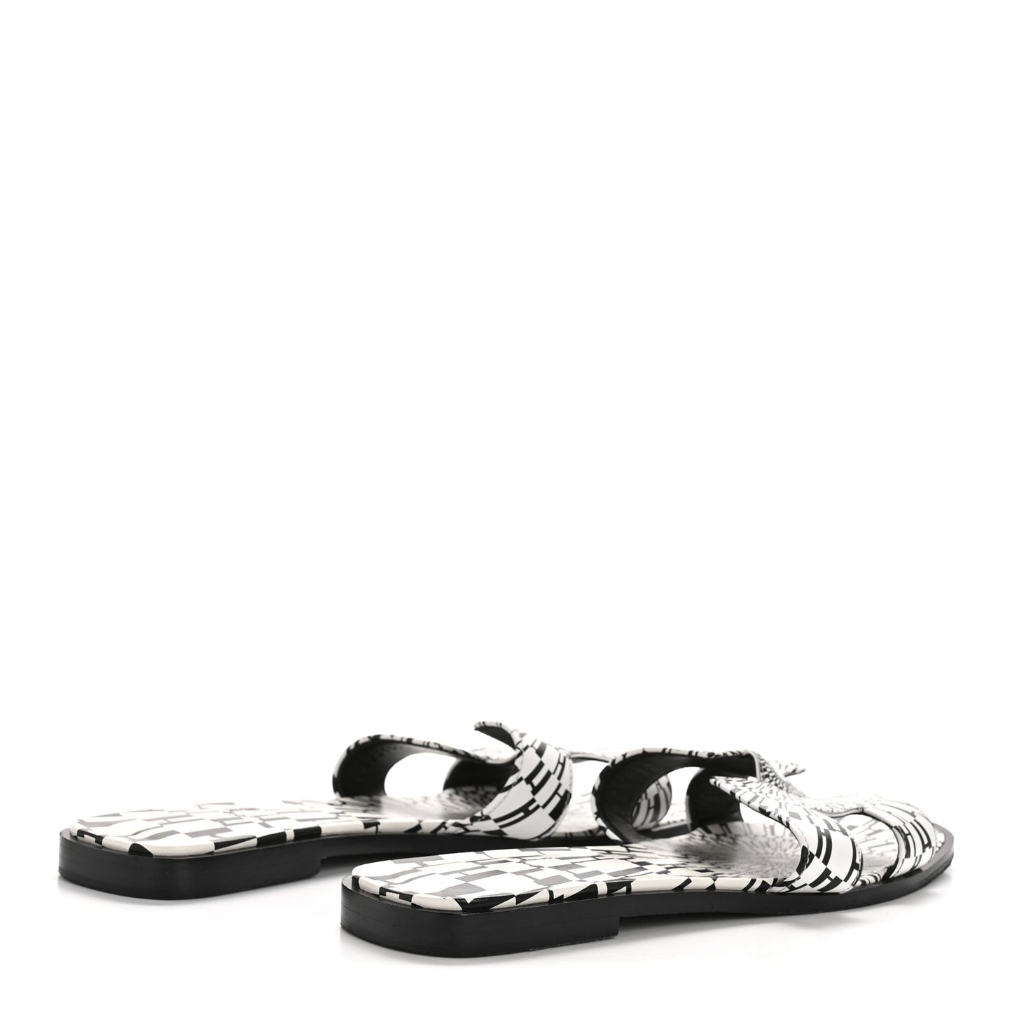 Calfskin Printed Op'H Oran Sandals 39 Black White