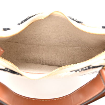 Celine Textile Medium Ava Shoulder Bag White Black 5 of 12