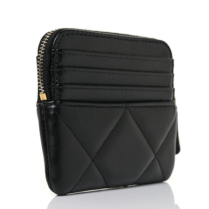 Chanel Lambskin Quilted Chanel 19 Zip Card Holder Wallet Black 3 of 10