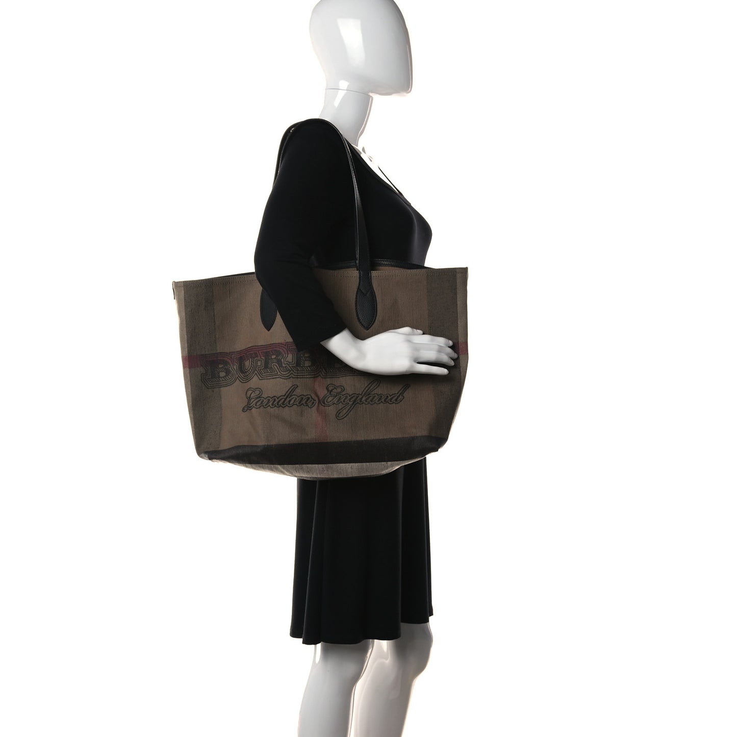 Coated Canvas Mega Check Medium Doodle Tote Black