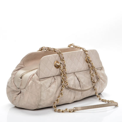 Chanel Iridescent Calfskin Chic Quilt Bowling Bag White 3 of 15
