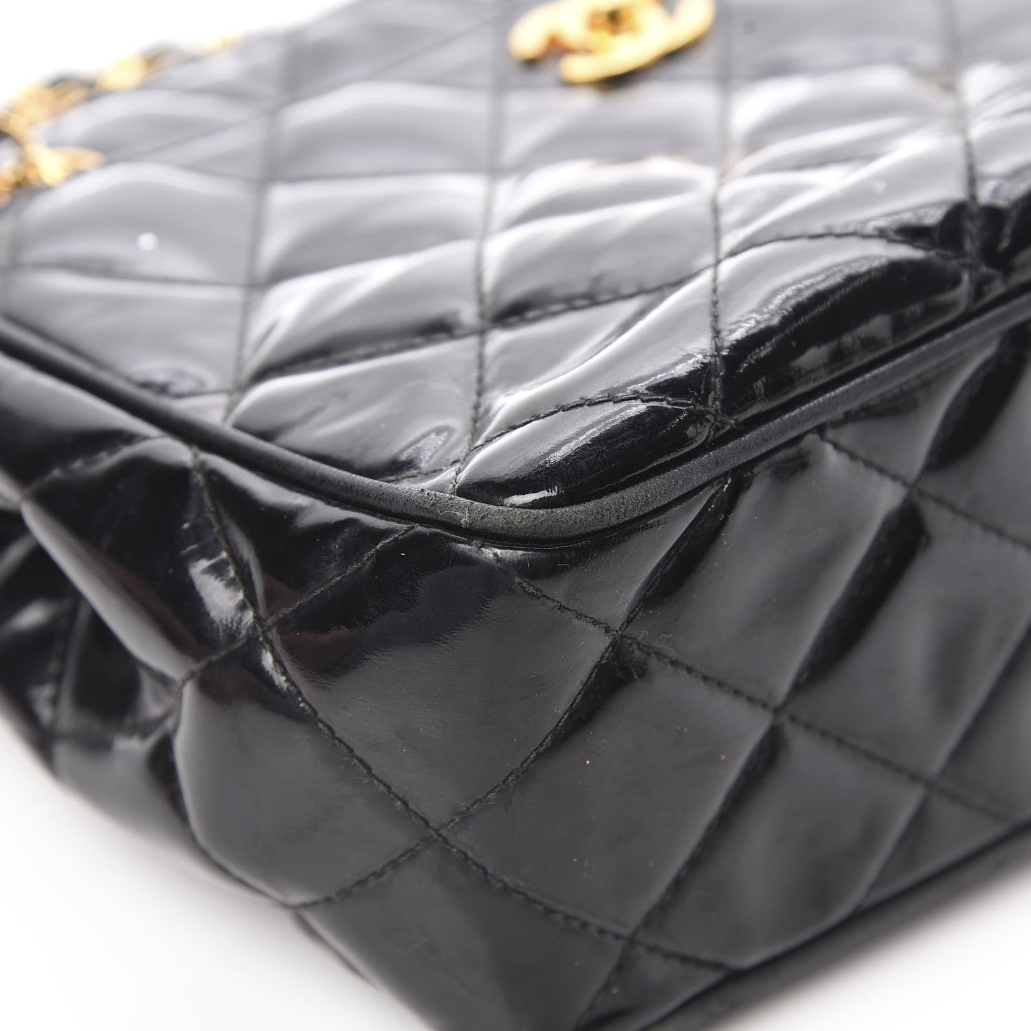 Chanel Patent Quilted Camera Case Black 10 of 16