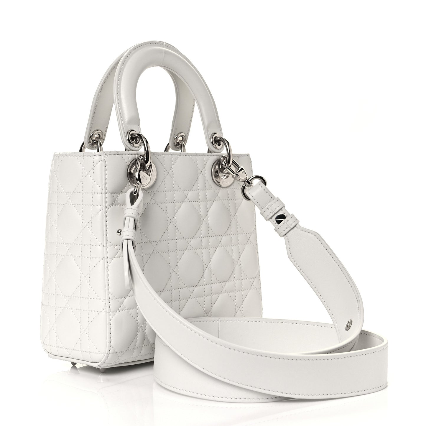 Lambskin Cannage Small Lady Dior White