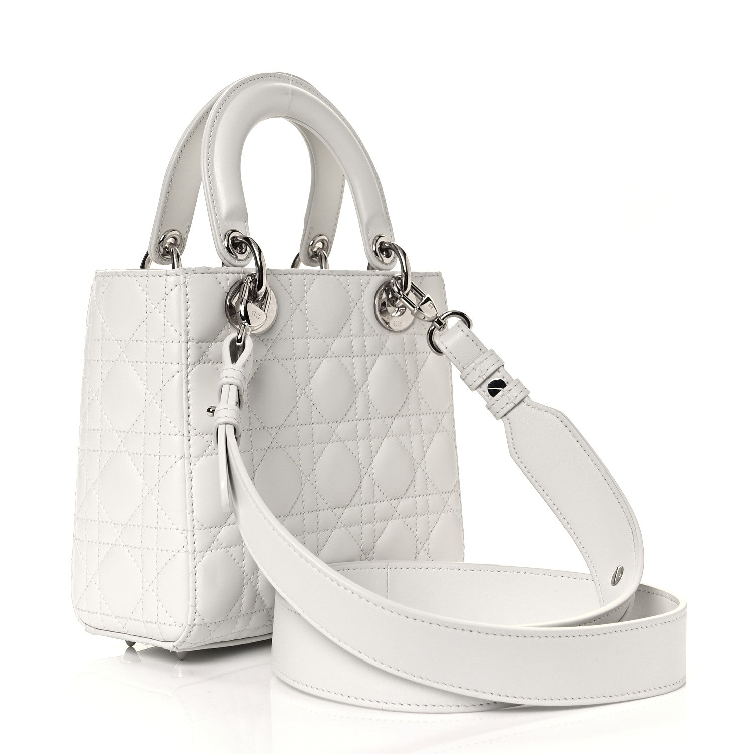 Christian Dior Lambskin Cannage Small Lady Dior White 2 of 9