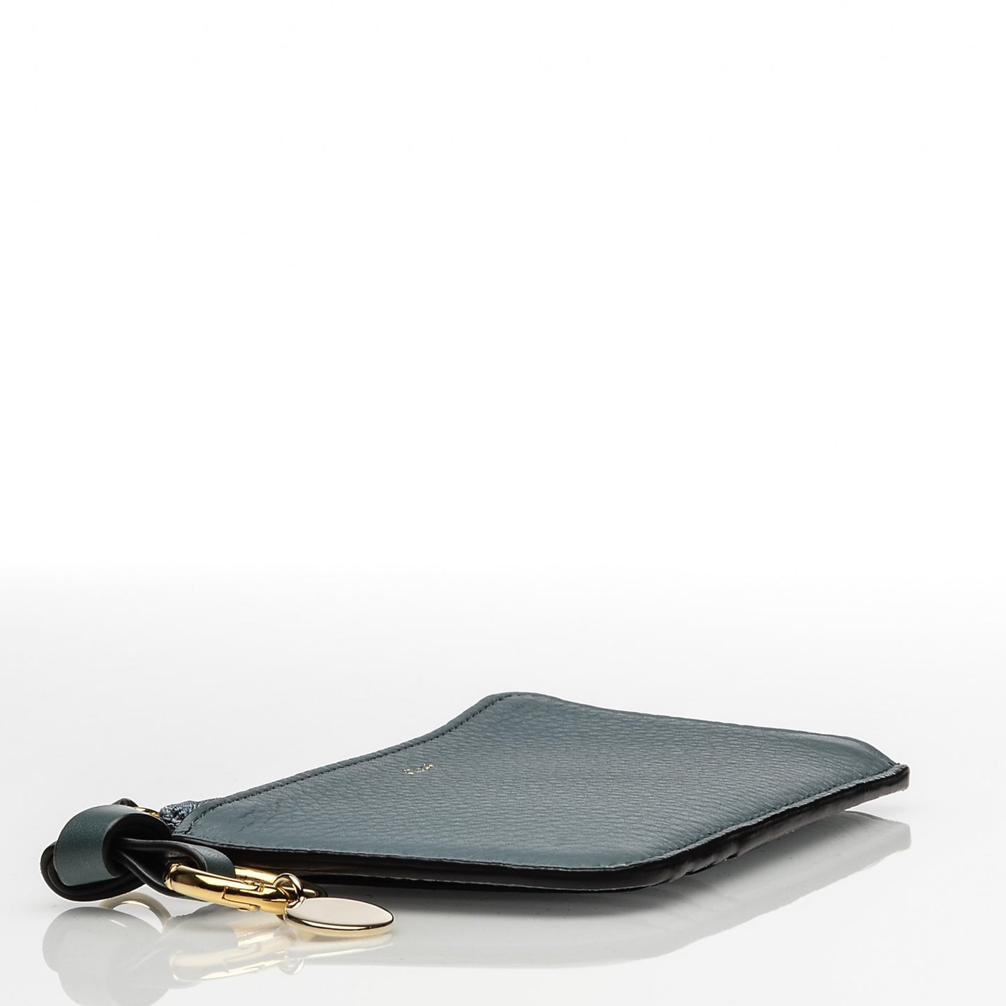 Grained Calfskin Alphabet Purse Wallet Cloudy Blue