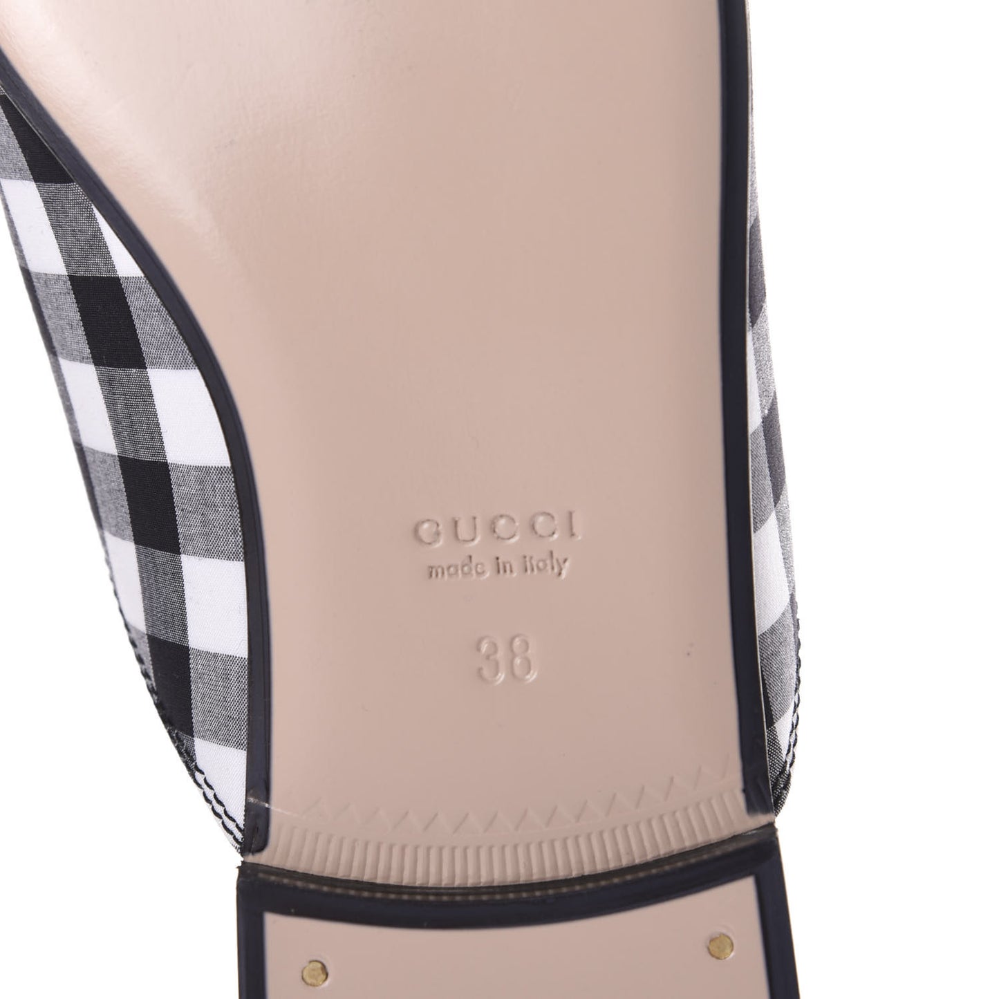 Cotton Gingham Womens Princetown Slippers 38 White Black