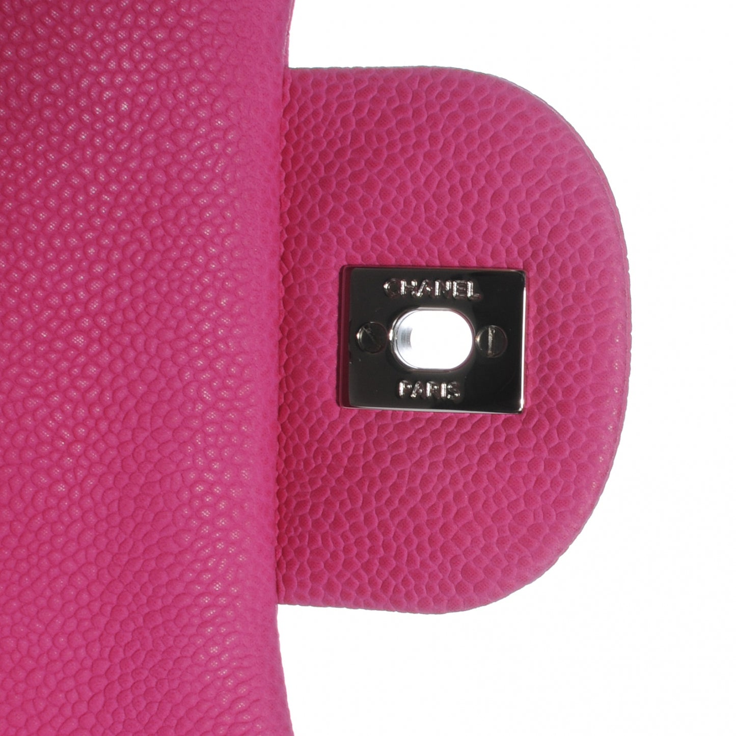 Iridescent Caviar Jumbo Double Flap Hot Pink